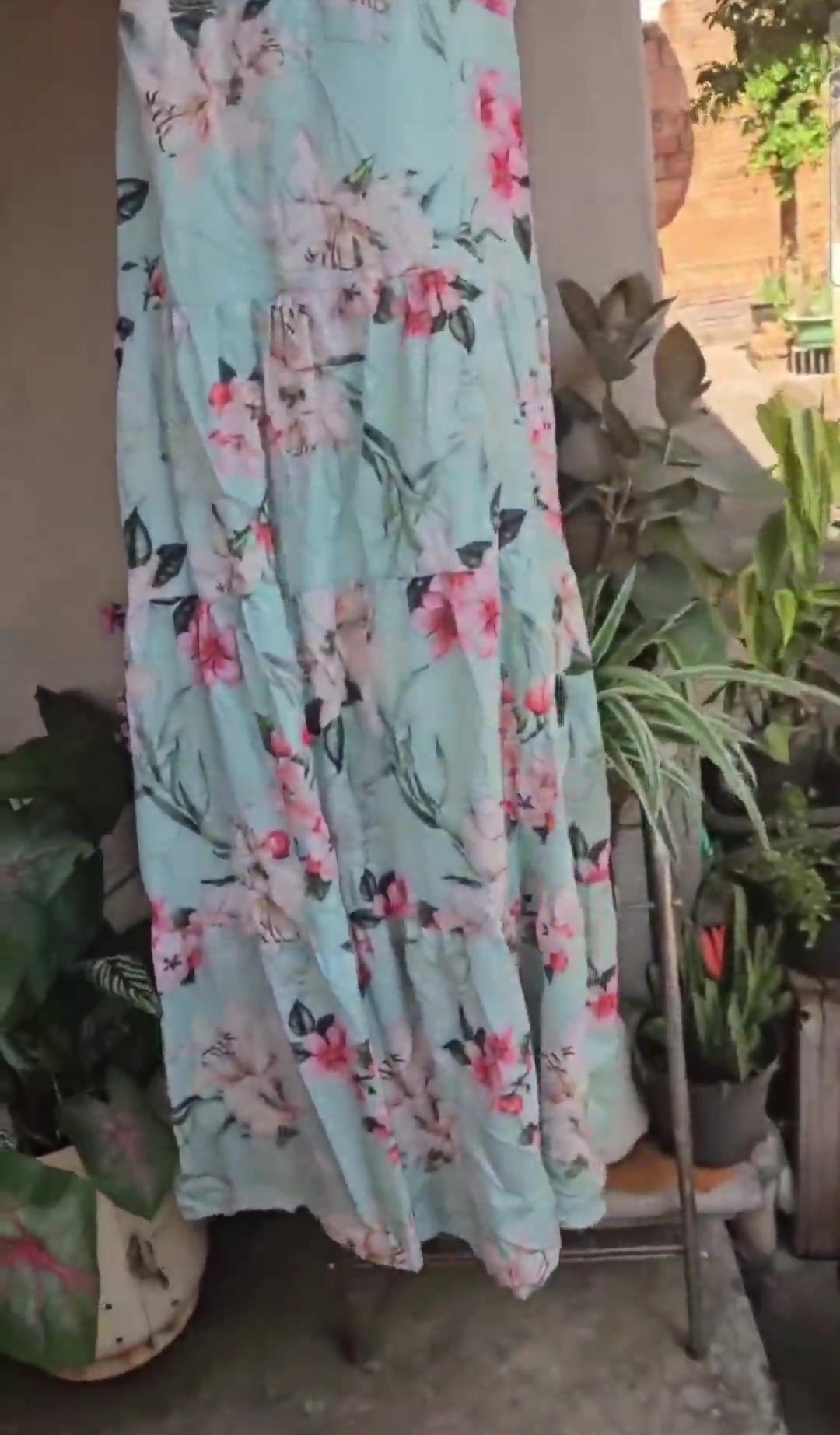 Vestido Longo Estampa Floral Verde Água